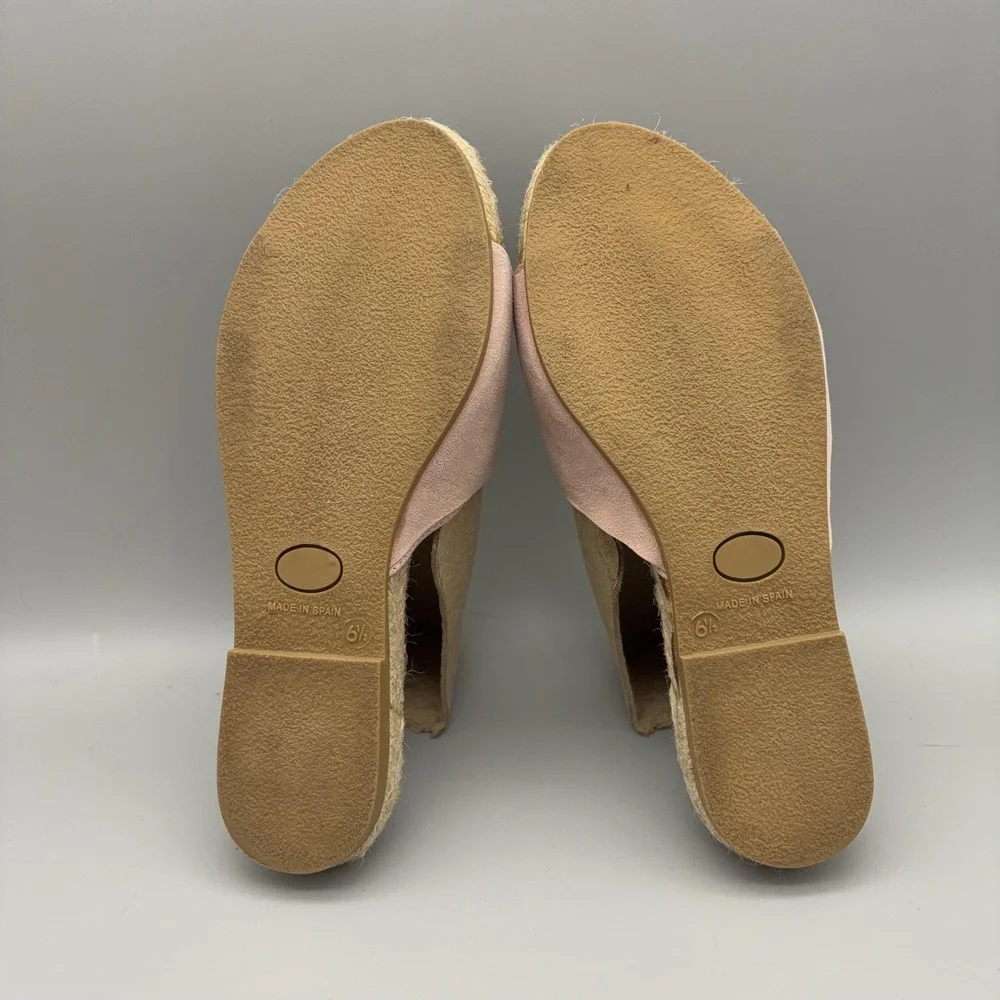 Saks Fifth Avenue Sandals Womens Size 6.5 Pink Suede Bow Espadrille Slide Shoes
